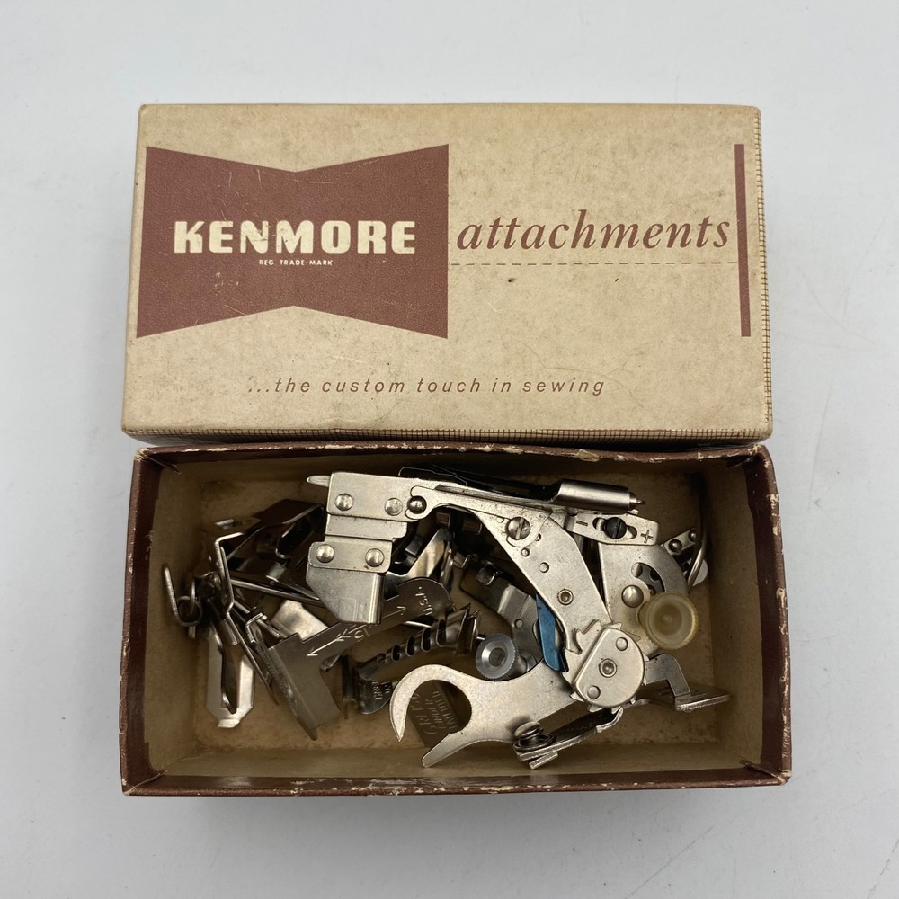 Vintage Kenmore Sewing Machine Attachments Set Greist Presser Feet Original Box